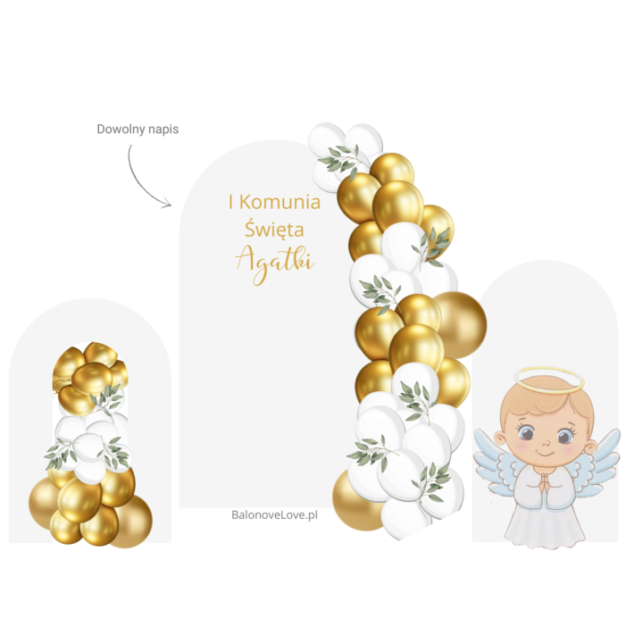 3 ścianki łukowe z naklejką, figurką i girlandą balonową